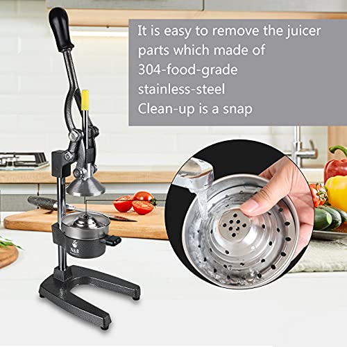 N&B Nice&Bravo Commercial Grade Manual Citrus Juicer Professional Citrus Press Orange Squeezer Heavy Duty Manual Orange Juicer Metal Lemon Squeezer Premium Quality 2021 Upgrade,Gray #TOP6