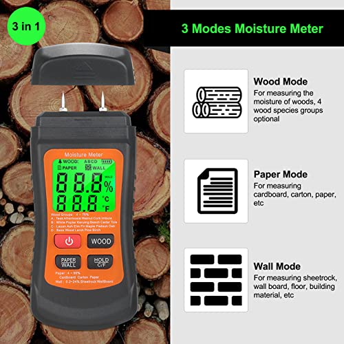 Medidor de umidade de madeira sem pino, versão atualizada Ferramentas indutivas sem pino Medidor de