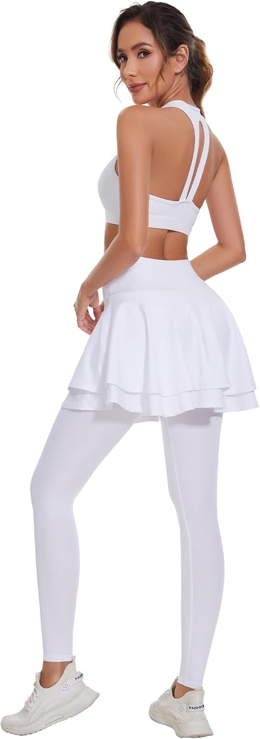 Ibeauti Womens UPF 50+ Yoga Skirted Capri Leggings Golf Tennis Pants with Skirt for Running Workout Active - Image 4