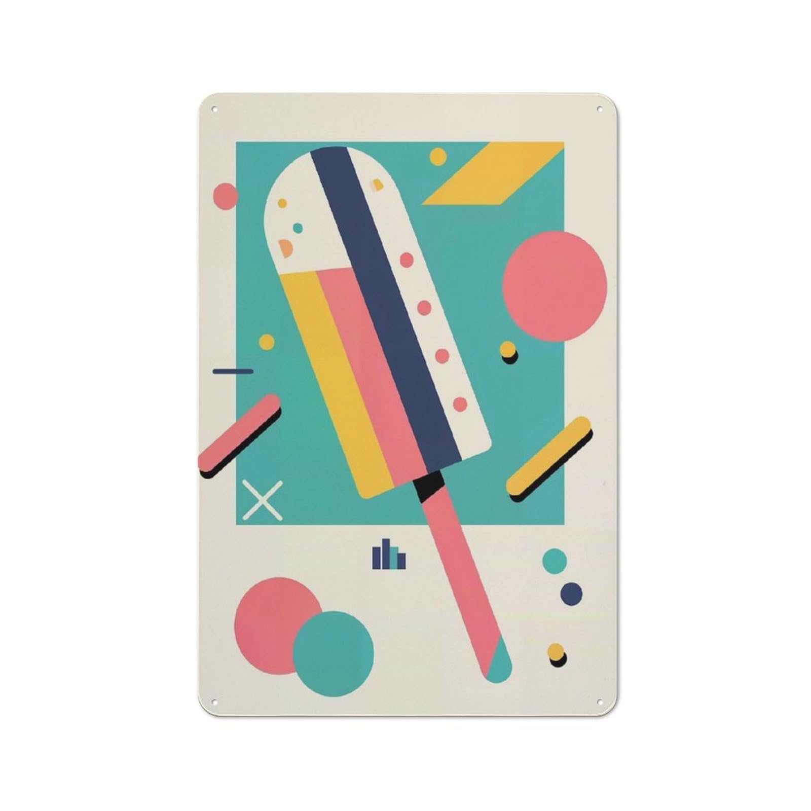 Junmoney Style-9 Vintage Decorative Tin Sign 30X20cm Featuring Popsicle Icecream Bauhaus, Retro Room Decor For Bedroom, Office, Home Bar Or Dining Room
