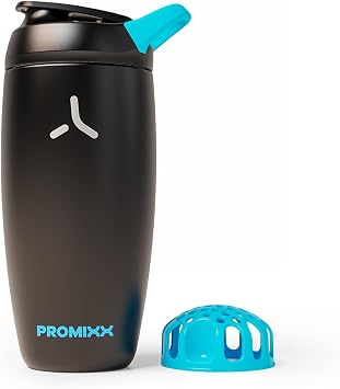 Promixx Pursuit Insulated Shaker Bottle 18oz Double-Wall Stainless Steel Protein Mixer with Snap-Fit Agitator for Smooth Ice-Cold Shakes Leak-Proof Gym Shaker Cup for Fitness Black