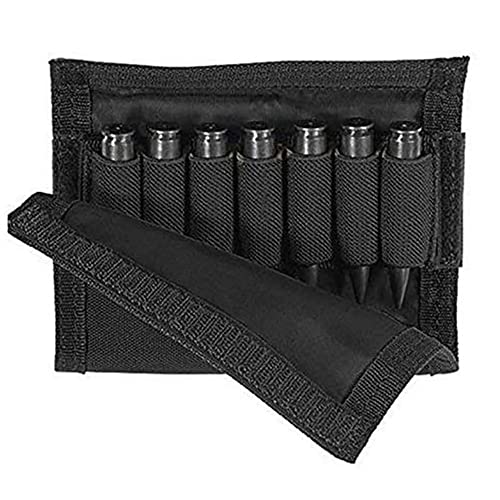 Forubar Rifle Buttstock, Rifle Stock Pack, Hunting Shooting Tactical Cheek Rest Pad Ammo Pouch With 7 Shells Holder For .300 .308 Winmag (Black) #TOP4