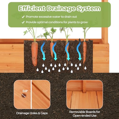 HAPPYGRILL-Raised-Garden-Bed-with-Trellis-Freestanding-Wood-Planter-Box-wHanging-Roof-8-Drainage-Holes-for-Vine-Climbing-Plants-Flowers-Outdoor-Planter-with-Trellis-for-Garden-Patio-Yard HAPPYGRILL Raised Garden Bed with Trellis Freestanding Wood Planter Box wHanging Roof 8 Drainage Holes for Vine Climbing Plants Flowers Outdoor Planter with Trellis for Garden Patio Yard