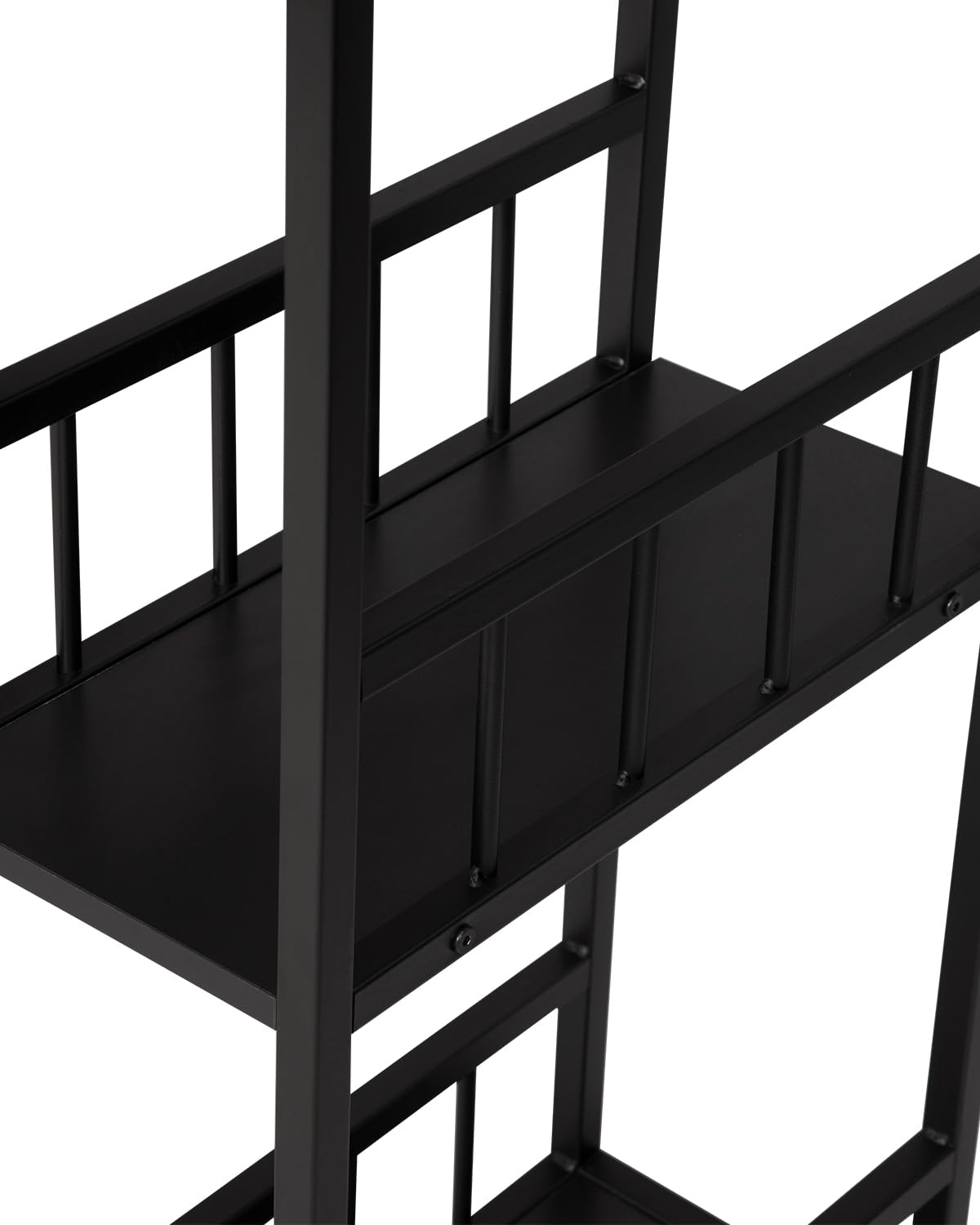 WOLTU Tavolo da Bar Alto con Mensole Bancone da Casa in Metallo e Legno Nero 120x50x105 cm