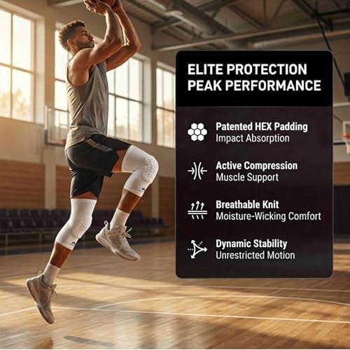 McDavid Hex Knee Compression Sleeves, Pull-On Padded Protection, Moisture Wicking (1 Pair) — view 2