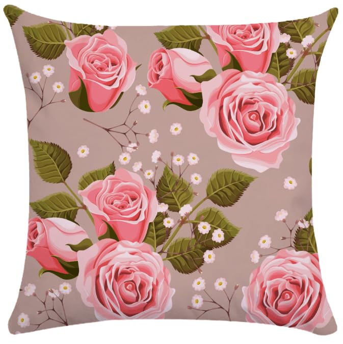 BAOKU Cushion Covers 45cm x 45cm Butterfly Rose Flowers Decorative Throw Pillow Covers 18x18Inch Square Cushion Cover Set of 4 - Image 4
