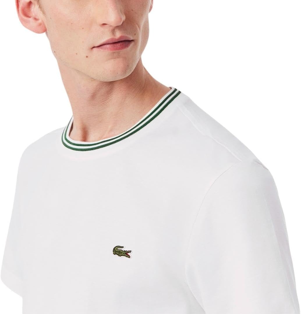 Lacoste Mens Regular Fit Ribbed Collar Cotton T-Shirt - Image 2