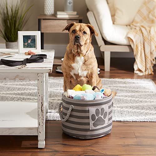 Bone Dry Pet Storage Collection Striped Paw Patch Bin, Small Round, Grayz, Medium Breeds Bone Dry Pet Storage Collection Striped Paw Patch Bin, Small Round, Grayz, Medium Breeds