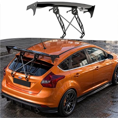 NARPES Rear Spoiler for Ford Focus Fiesta All years All Trims Accessories | GT Racing Spoiler Style/Painted Gloss Black(Drilling Installation)