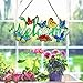 JOYBEE Butterfly On Branch Stained Glass Suncatcher,Butterfly Glass Panel Window Hanging Decor, Butterflys Ornament Garden Lover Gift for Mom Grandma
