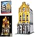Produktbild PEXL Haus Bausteine Bausatz, Eisdiele Modular Architektur Modell mit LED Beleuchtung, 2600 Klemmbausteine und 4 Minifiguren, Kompatibel mit Lego Stadthaus