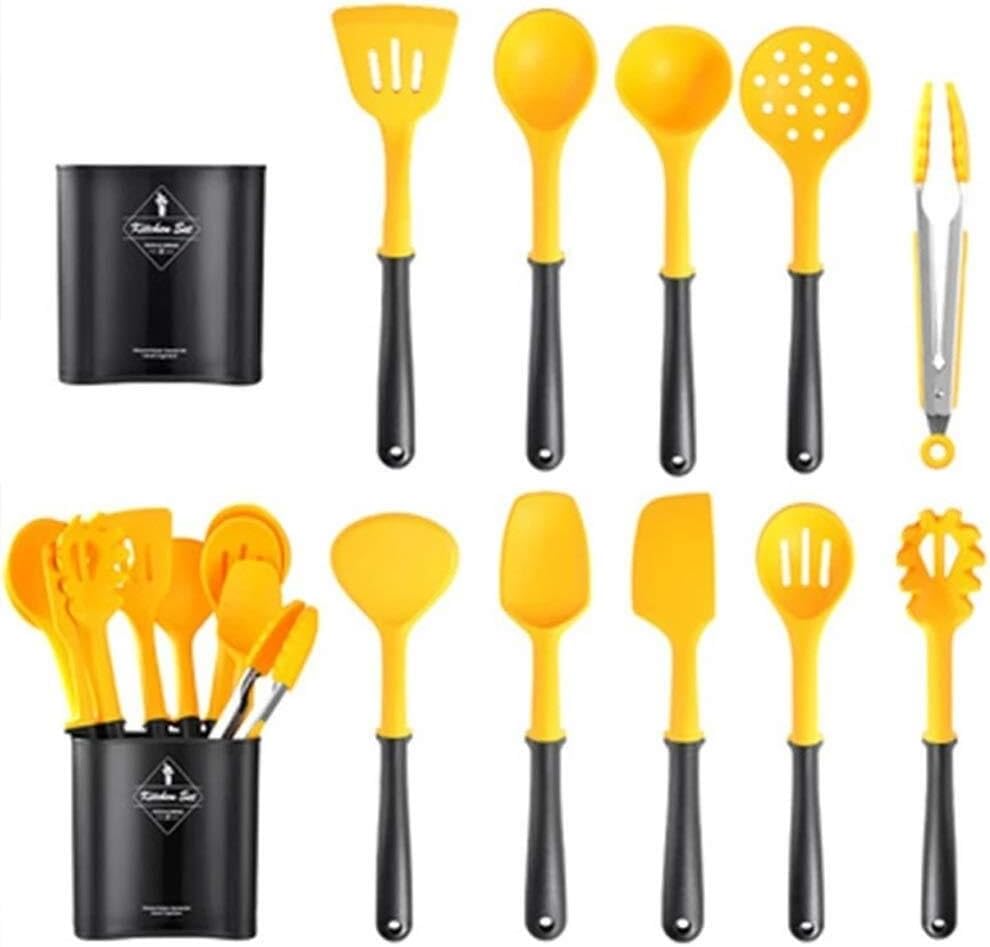 Silicone Kitchen Utensils Set Non-Stick Cooking Tools With Storage Barrel, Heat-Resistant, Dishwasher Safe