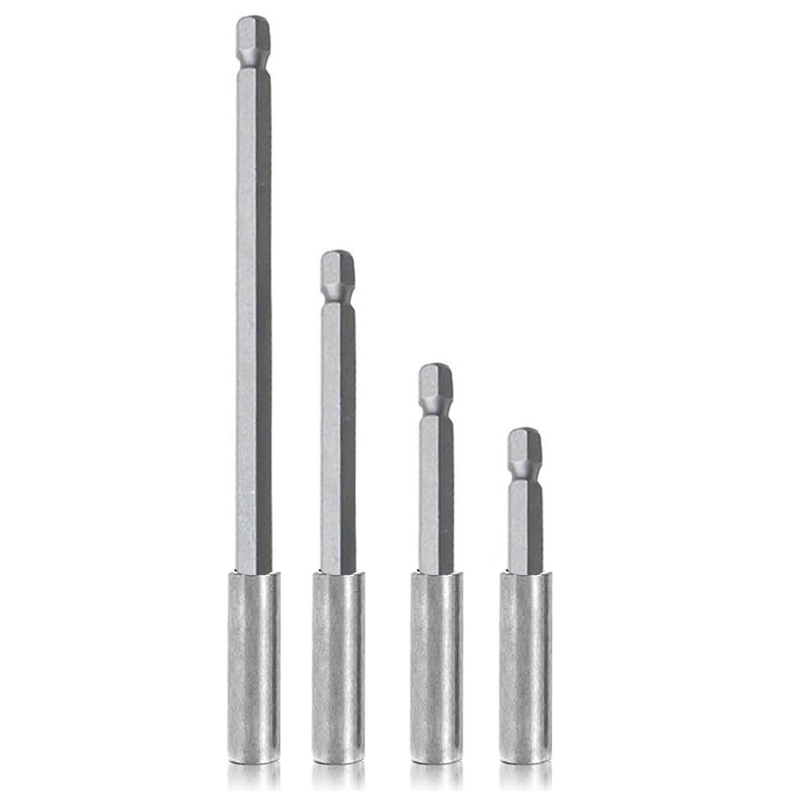 Magnetic Drill Bit Extension Holder, 60mm 75mm 100mm 150mm Magnetic Screwdriver Bits Holder with 1/4" Hex Shank for Screwdriver Drill