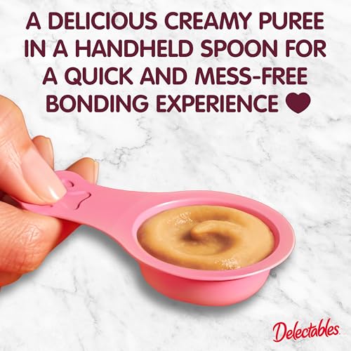 Image of Delectables Lickable Spoon Handheld Wet Cat Treats Made with Real Chicken & Salmon, Quick & Easy Creamy Puree, Mess Free, Grain-Free, No Added Fillers, No by-Products, Variety Pack, 20ct