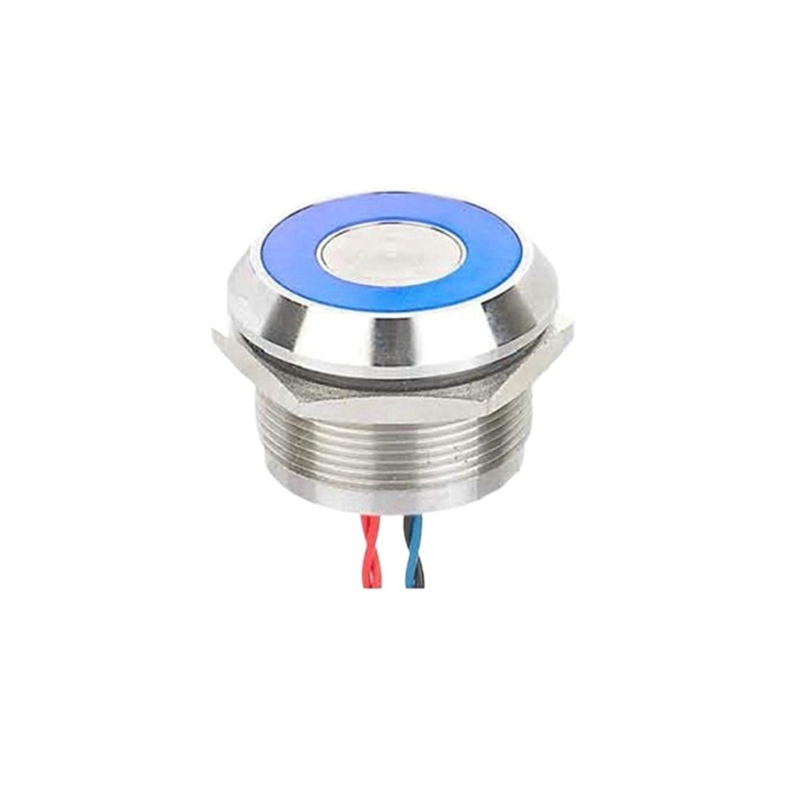 25mm Momentary Ring Led Light Stainless Steel Switch Normally Open IP68 Chamfer Head Factory Offer Wired Piezo Switch IDGTTLDF(12V RG Com Positive)