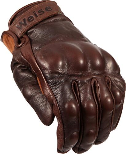 WEISE unisex-adult Leather Victory Motorcycle Glove(Brown,4X-Large)