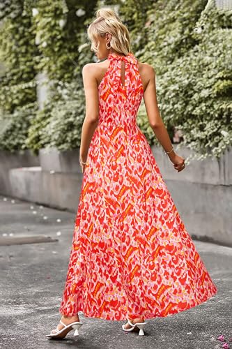 Image of STYLEWORD Women's Summer Floral Halter Maxi Dress Vacation Semi Formal 2026