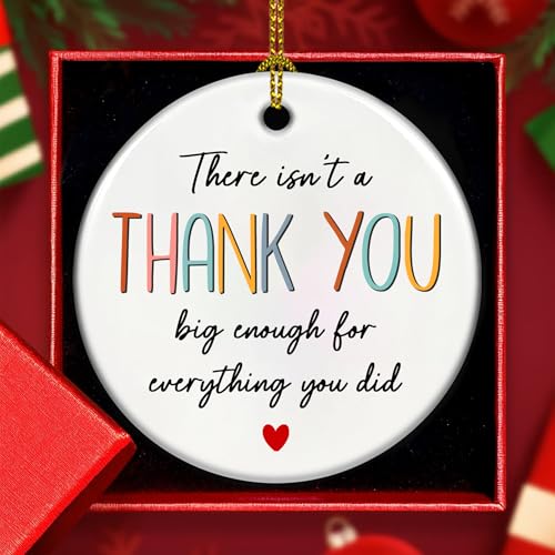 Wrappiness Christmas Thank You Gifts for Teachers, Nurses - Ceramic Ornament Appreciation Gift for Women Men Employees, Caregiver Childcare Social Workers Friends Leaders Christmas Gratitude Ornament