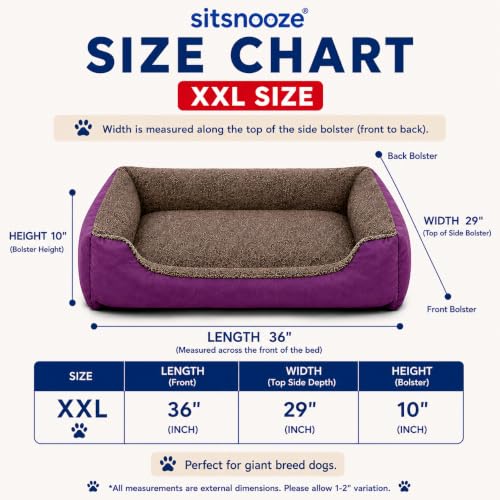 Image of SITSNOOZE Dog Beds Dogs & Cats, Rectangle Washable Pet Bed Comfortable and Breathable Pet Sofa Warming Orthopedic and Non-Skid Bottom (Reversible) (Brown & Purple, XXL)