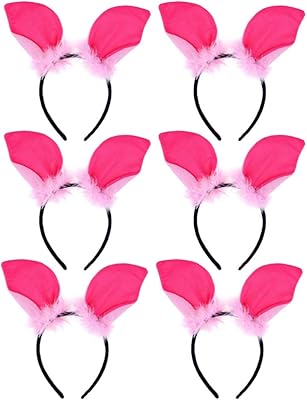 Beaupretty 6Pcs Animal Ears Headband, Pig Ears Headband Costume Party Kit Accessories for Birthday Halloween Christmas (Pink)