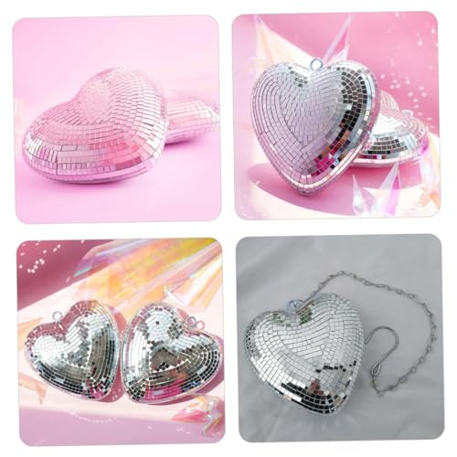 Bola espejada colgante con forma de corazón para decoración de fiestas, bodas, cumpleaños y Navidad miniatura 5