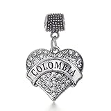 Inspired Silver - Colombia - Silver Memory Charm for Women - Pave Heart Charm Jewelry Gift with Cubic Zirconia - Women's Charm for Bracelets