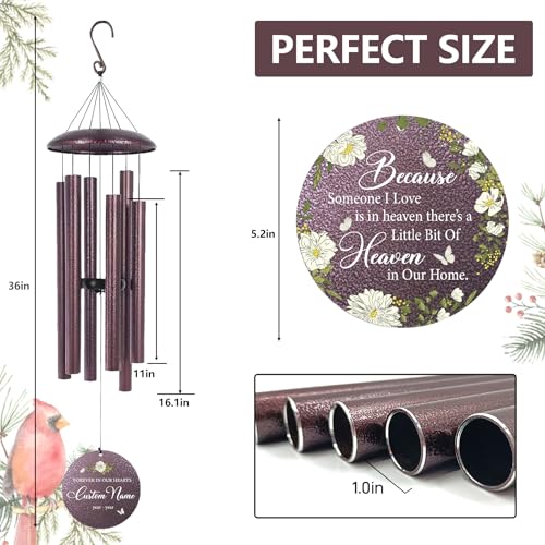 Image of Memorial Wind Chimes Personalized, Memorial Gifts for Loss of Loved One Mother Father, Sympathy Wind Chime for Bereavement Remembrance Condolences