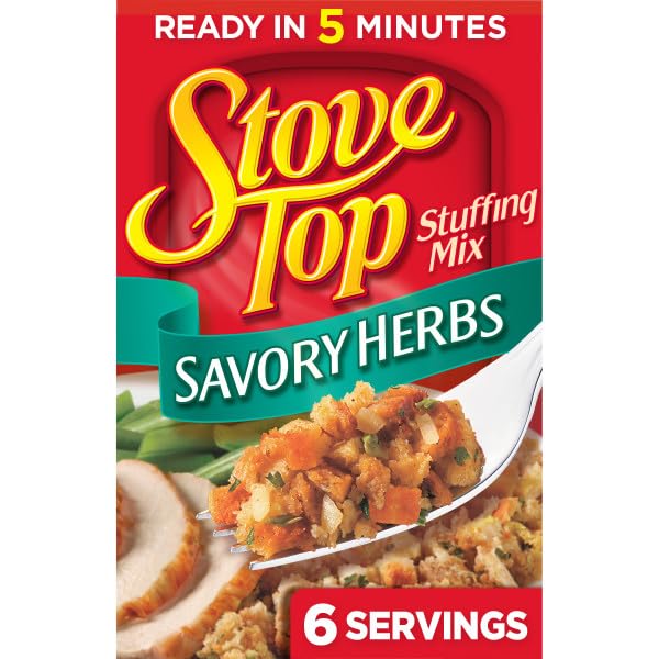 Image of Stove Top Stuffing Mix Variety Pack, Cornbread & Savory Herbs Stuffing, Instant Side Dish for Holiday Meals, Ready in 5 Minutes, Savory Seasoned Bread Mix (Variety Pack of 2)