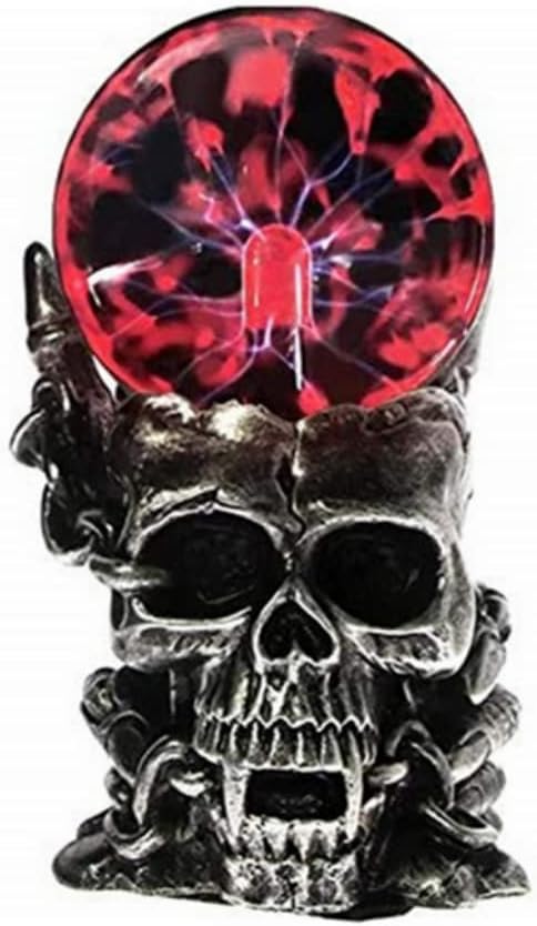 anso Skull Form Plasma Touch Magical Ball Novelty Table Lamp Bedroom Decor 10cm Sphere Light