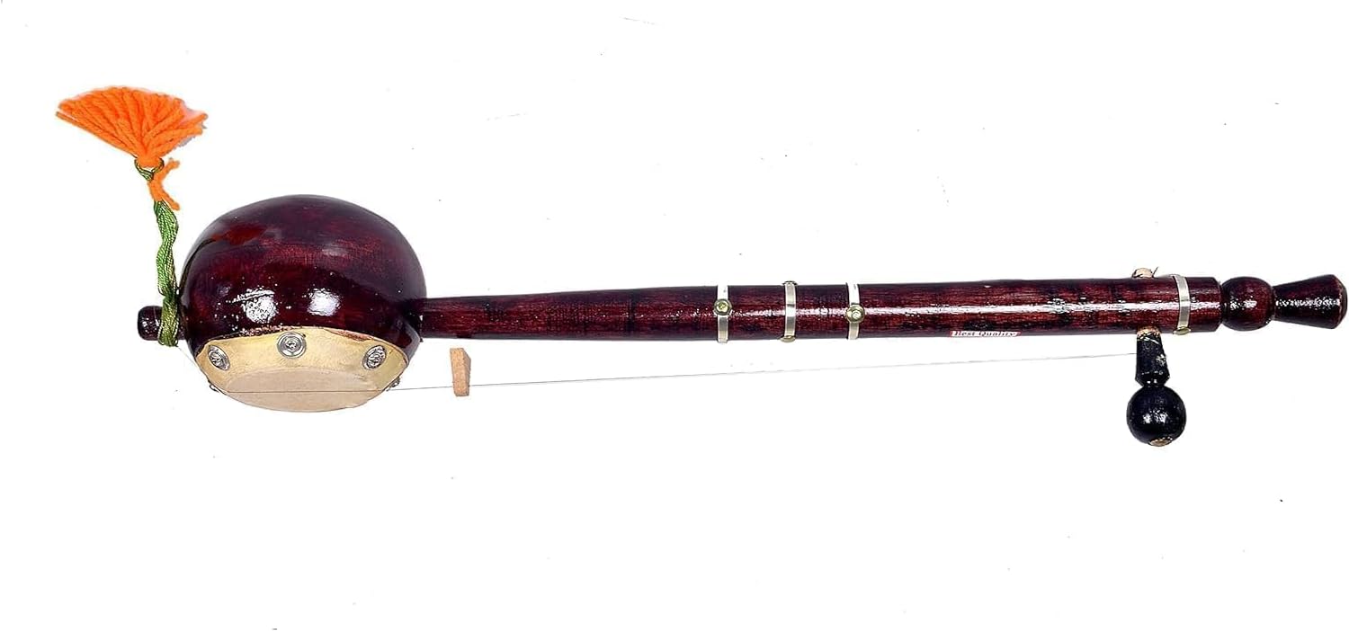 Elegantes, traditionelles Musikinstrument aus Holz im Kürbis-Stil, Iktara/Tumbi, zum Spielen von Musik und Dekorationen, ca. 55,9 cm.