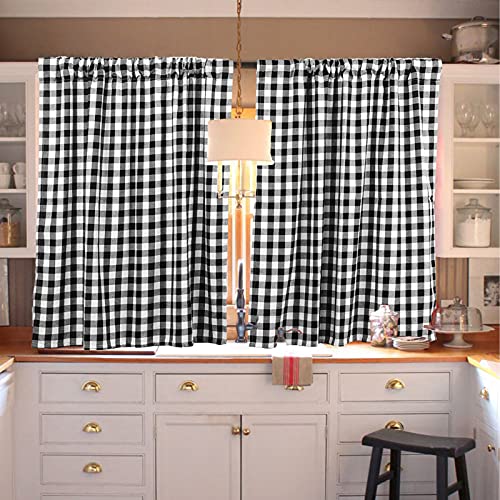 Buffalo Check Curtains Buffalo Plaid Curtains Blackout Curtains Farmhouse Country Curtains For Living Room, 36X36Inch, 2 Pack (Black White) #TOP6