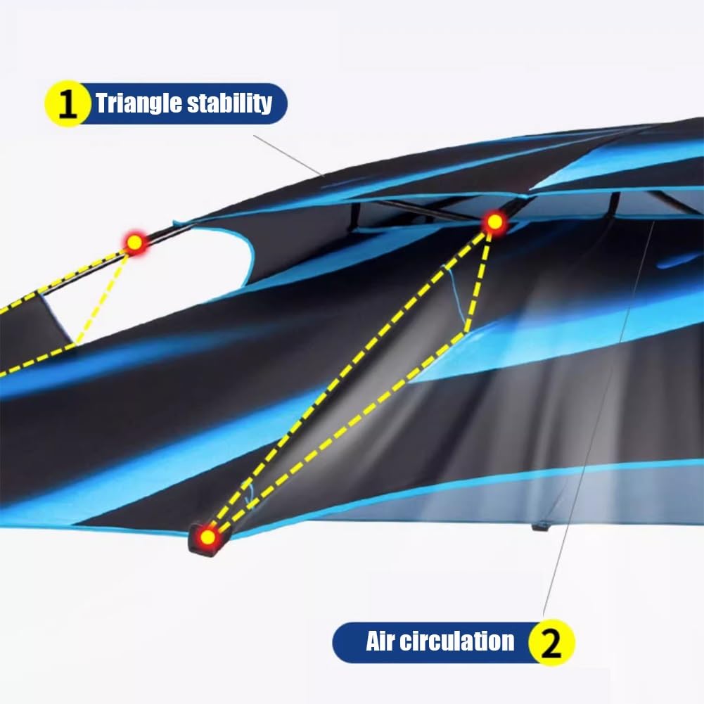 210 cm Składany Parasol Kempingowy UV50+, Przenośny Parasol Wędkarski Wiatroodporny Wodoodporny, Parasol Podróżny z Kotwicą