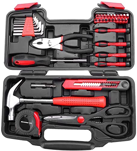 NC 39 Piece DIY Household Home Hand Tool Set Kit Box Hammer Pliers Scissors