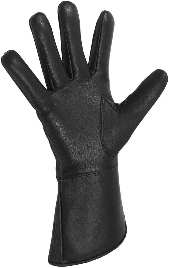 Bricks Masons Knight of Malta Black Gauntlets White Maltese Cross Soft Leather Gloves - Small