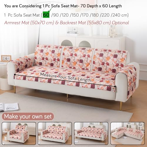 Image of HOKIPO 'Nature Muse' Premium HD Printed Holland Velvet Sofa Cover Mat for 1 /2 /3 Seater & L-Shape Sofa. Make Your Own Sofa Cover Set, Mat 70(D) x 60(L) cm, Autumn Maple (IN-913-D1)