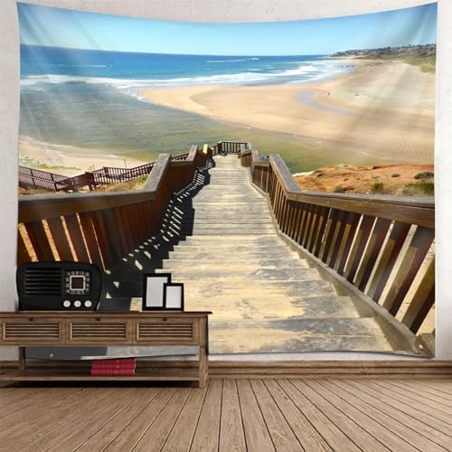 Tapisserie murale paysage naturel 150x150 de décoration murale bois bleu et marron