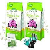 MYGP Organic Garden Lime; Raises Soil pH Contains pelletized dolomitic Lime for Organic Gardening; 5 lb with a My Garden Pool PH Soil Test Strips 20 ct, and Superior Gardening Claw Gloves - 2 Pack