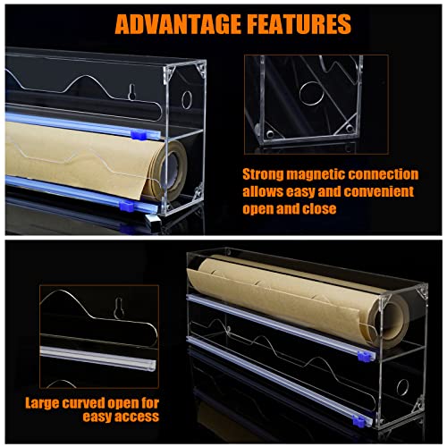 Youhoda Up To 18" Wrap Dispenser With Cutter 2 In 1, Aluminum Foil And Plastic Wrap Organizer, Acrylic Food Storage Bags Holder For Kitchen Drawer #TOP3