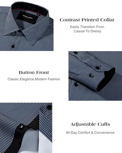 Alimens & Gentle Men's Dress Shirts Wrinkle Free Long Sleeve Shirts Regular Fit Printed Casual Business Button Down Shirt4