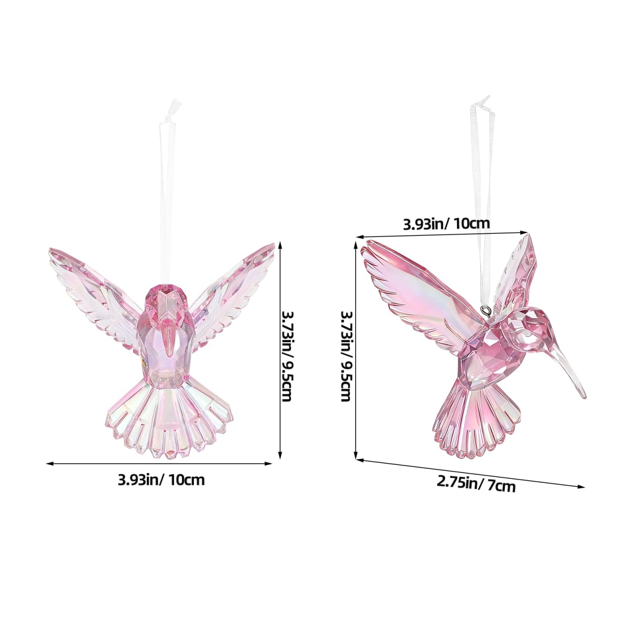 SEWACC 6 ciondoli a forma di uccello, in cristallo, decorazioni natalizie, ornamenti di Natale, colibrì appesi in acrilico, decorazione colibrì in acrilico