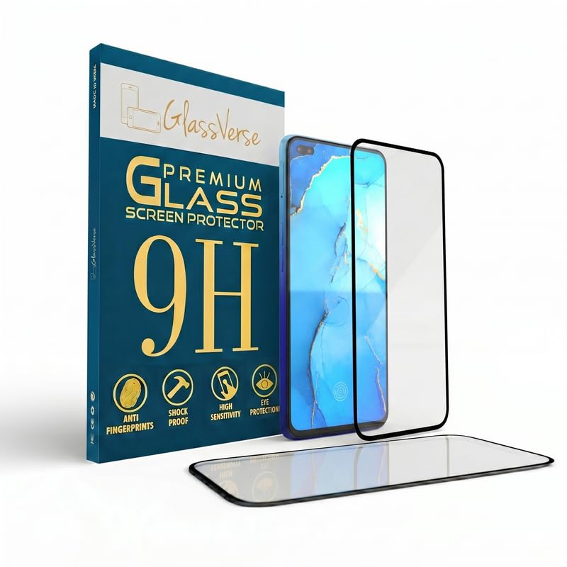Image of GlassVerse 9H Gorilla Tempered Glass for Oppo Reno 3 Pro | HD Clarity Screen Protector, Ultra Strong 9H Protection, Edge to Edge, Case Friendly, Hassle-less Installation Kit Included. (Pack of 2)