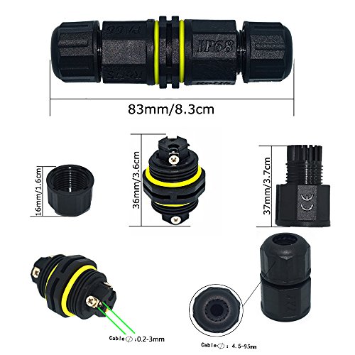 Ip68 Waterproof Junction Box,3 Pole/Wire External Electrical Junction Box Cable Connector Protection For Underground Outdoor, Cable Range 0.18-0.39 In, Shielded, Field Installable-2 Way 3 Wires #TOP4