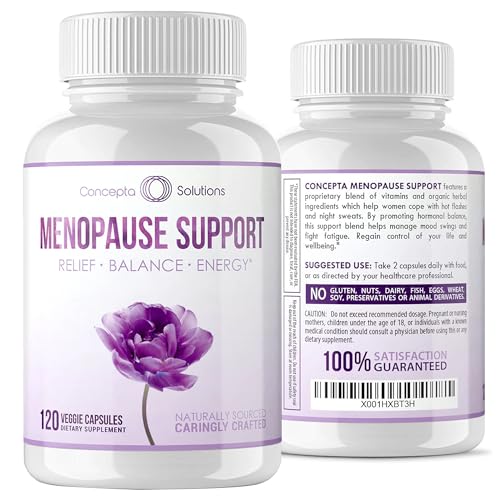 Concepta Solutions Menopause Support - Menopause Relief and Weight Management Support - for Hot Flashes, Night Sweats Relief and Energy - 120 Capsules - Made in USA Concepta Solutions Menopause Support - Menopause Relief and Weight Management Support - for Hot Flashes, Night Sweats Relief and Energy - 120 Capsules - Made in USA