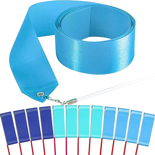 HiUnicorn 12PCS Boys Blue Set Gymnastics Dance Ribbons Party Favors Decorations for Kids, Kids Twirling Ribbon Stick Goodie Bag Stuffers for Birthday Party