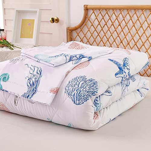JSD Beach Theme 2 Piece Kids Comforter Set Twin, Jellyfish Starfish Shell Printed Comforter with Pillow Sham, Soft Comfortable Machine Washable 6 515RWzuCqZL. AC