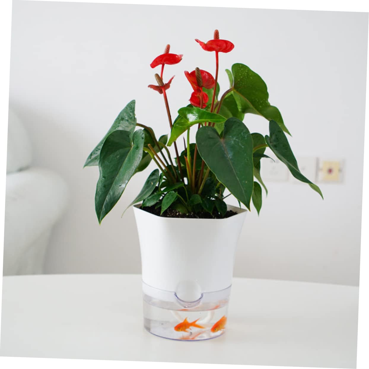 ibasenice 2 Pièces Pot de Fleurs Auto Arrosant Transparent Plastique Pot Plantes Intérieur Décoration Moderne pour Maison et Bureau Maintien de Humidité Sol