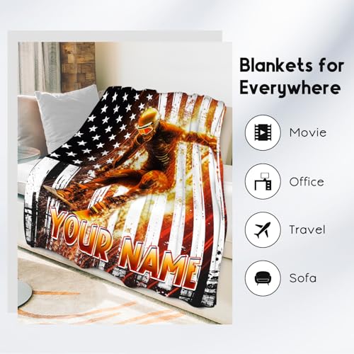 Personalized Blanket for Boys, Kids Blanket for Ski Lovers, Custom Gifts for Boys, Skiing Sports Throw for Kids, Plush Throw for Couch & Sofa, 40"x50"