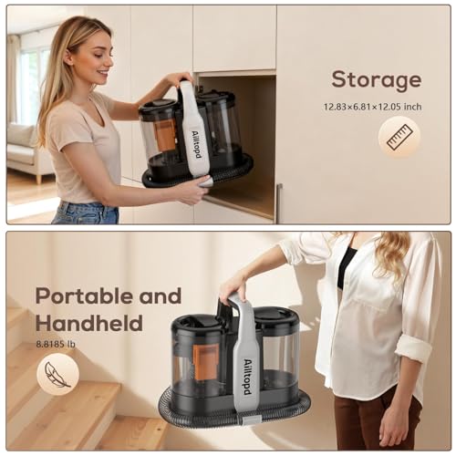 Image of Ailltopd Portable Carpet & Upholstery Spot Cleaner Machine, 15Kpa Powerful Suction & Couch Cleaner, Deep Cleaning for Carpet, Car, Pets, Stairs, Furniture, Self Cleaning System and Cleaner Solution