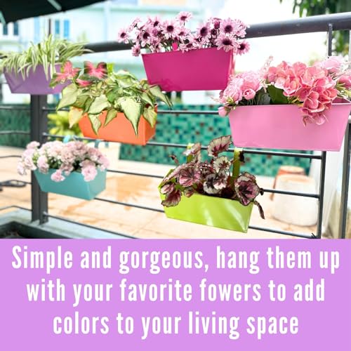LaLaGreen Rail Planter Box (12 in, 6 Pack) Colorful Metal Deck Fence Pots by LáLáGreen - Used condition - Image 6