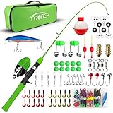 TQONEP Kids Fishing Pole,with Spincast Fishing Reel Tackle Box for Boys, Girls, Youth, Portable Telescopic Fishing Rod and Complete kit with Rotating Fishing Spool